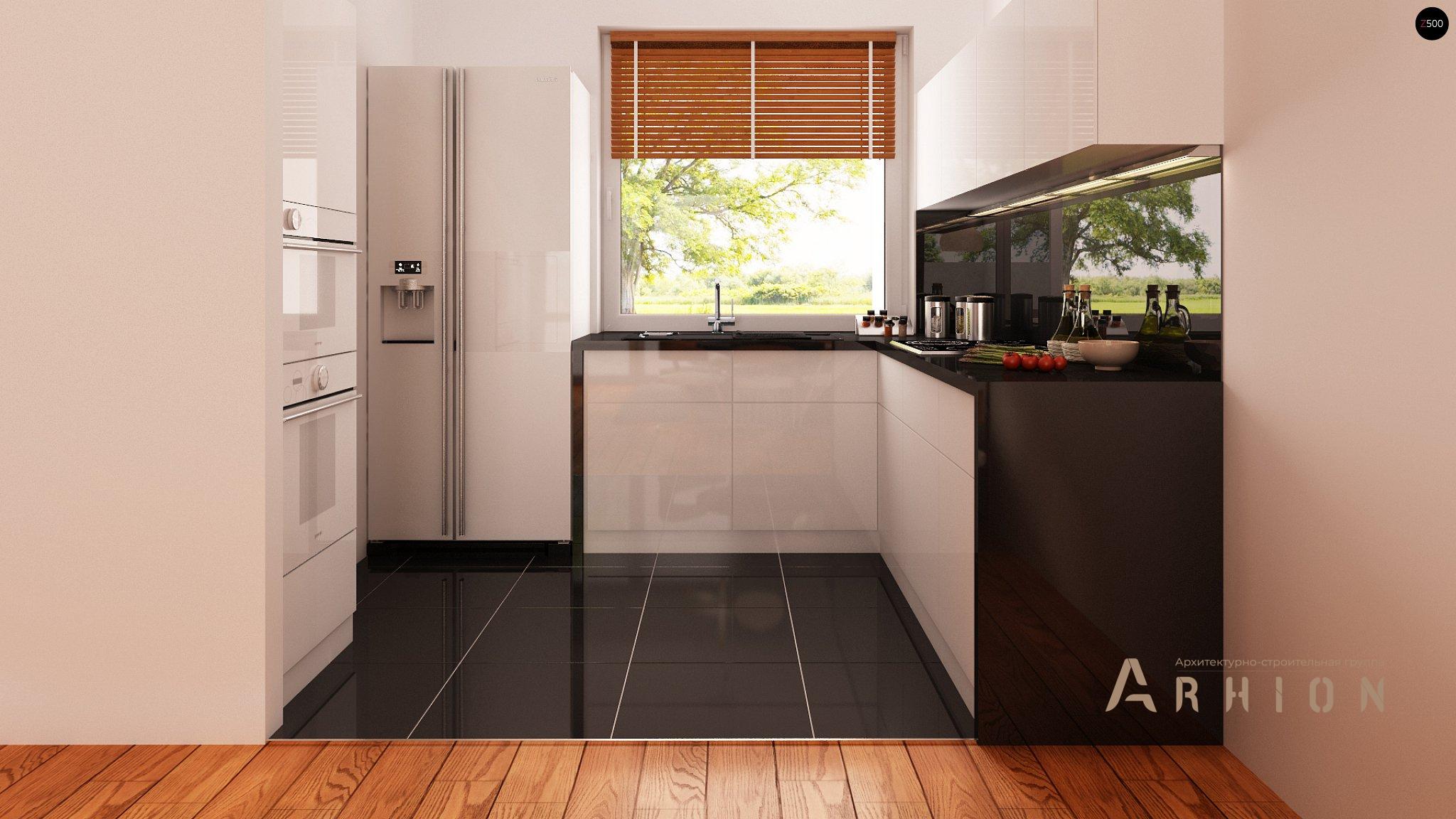 6. Проект одноэтажного дома в европейском стиле с двускатной кровлей, Z7 L GL, площадью - 106 кв c терассой, гаражом